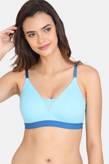 Buy Zivame Beautiful Basics Padded Non Wired 3/4Th Coverage T-Shirt Bra - Crystal Seas2